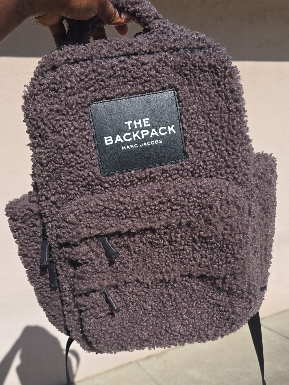 Marc Jacobs Grey/Brown Teddy 'The Backpack' Teddy Sherpa Backpack